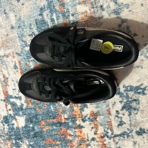 Puma Kids' Black Lace-Up Sneakers with White Accent